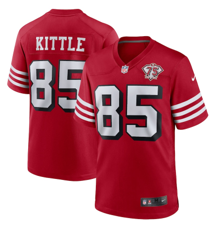 Men's San Francisco 49ers #85 George Kittle 2021 Scarlet 75th Anniversary Alternate Game Jersey
